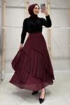 Katlı Etek Bordo