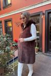 Kürklü Angora Yelek Kahverengi