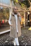 Kürklü Angora Yelek Bej