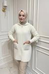Angora Fermuarlı Kap  Ekru