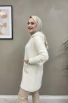 Angora Fermuarlı Kap  Ekru