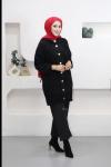 Angora Kapşonlu Hırka Siyah
