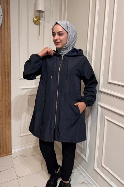 Astarlı Arkası Nakışlı Kap Lacivert