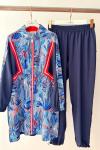 Batik Desenli Haşema  Mavi