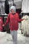 Boncuk İşlemeli Gömlek  Bordo