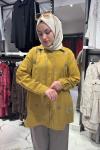 Boncuk İşlemeli Gömlek  Yağ Yeşili
