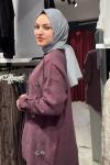 Boncuk İşlemeli Gömlek  Mürdüm