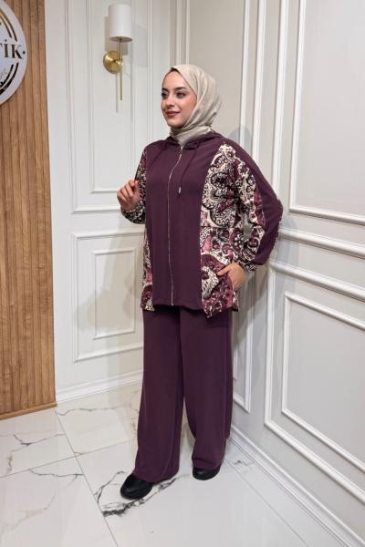 Desenli Oysho Takım  Bordo