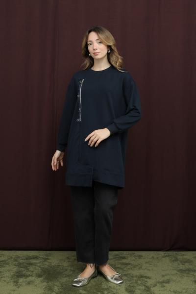 Fermuarlı Tunik Lacivert