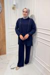 Fermuarlı Detaylı Takım  Lacivert