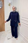 Fermuarlı Detaylı Takım  Lacivert