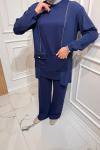 Fermuarlı Detaylı Takım  Lacivert