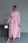 Fistolu Elbise Pembe
