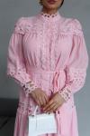 Fistolu Elbise Pembe