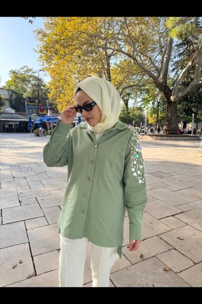 Gabardin Ceket Su Yeşili