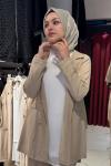 Kupra Cedet Düğmeli  Bej