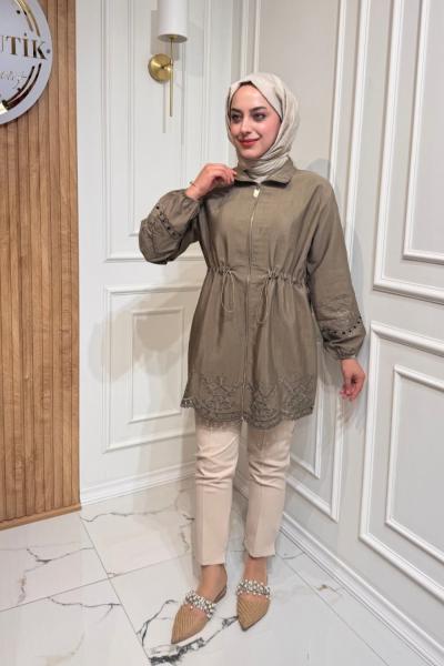 Nakış Detaylı Kap  Vizon