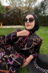 PÜSKÜL ZİNCİR DESENLİ HAŞEMA Siyah