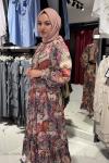 Şal Desen İpek Elbise Pembe
