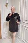 Taşlı Bomber Kaban Kahverengi