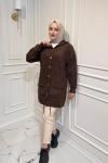 Angora Kapşonlu Hırka Kahverengi