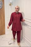 Bağcık Detaylı Takım  Bordo