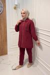 Bağcık Detaylı Takım  Bordo