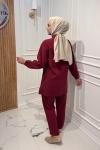 Bağcık Detaylı Takım  Bordo