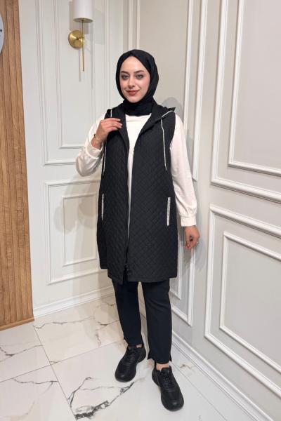 Cebi Taşlı Yelek Siyah