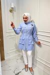 Kuş Detaylı Kap Bebe Mavisi