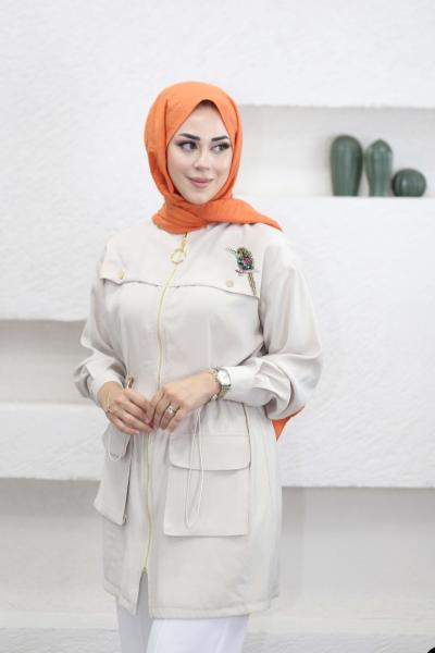 Kuş Detaylı Kap Bej