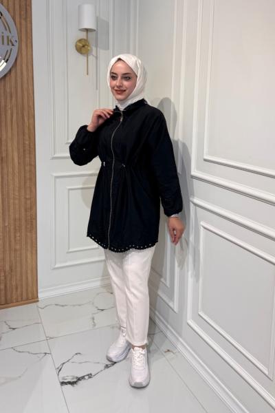 Nakış Detaylı Kap  Siyah